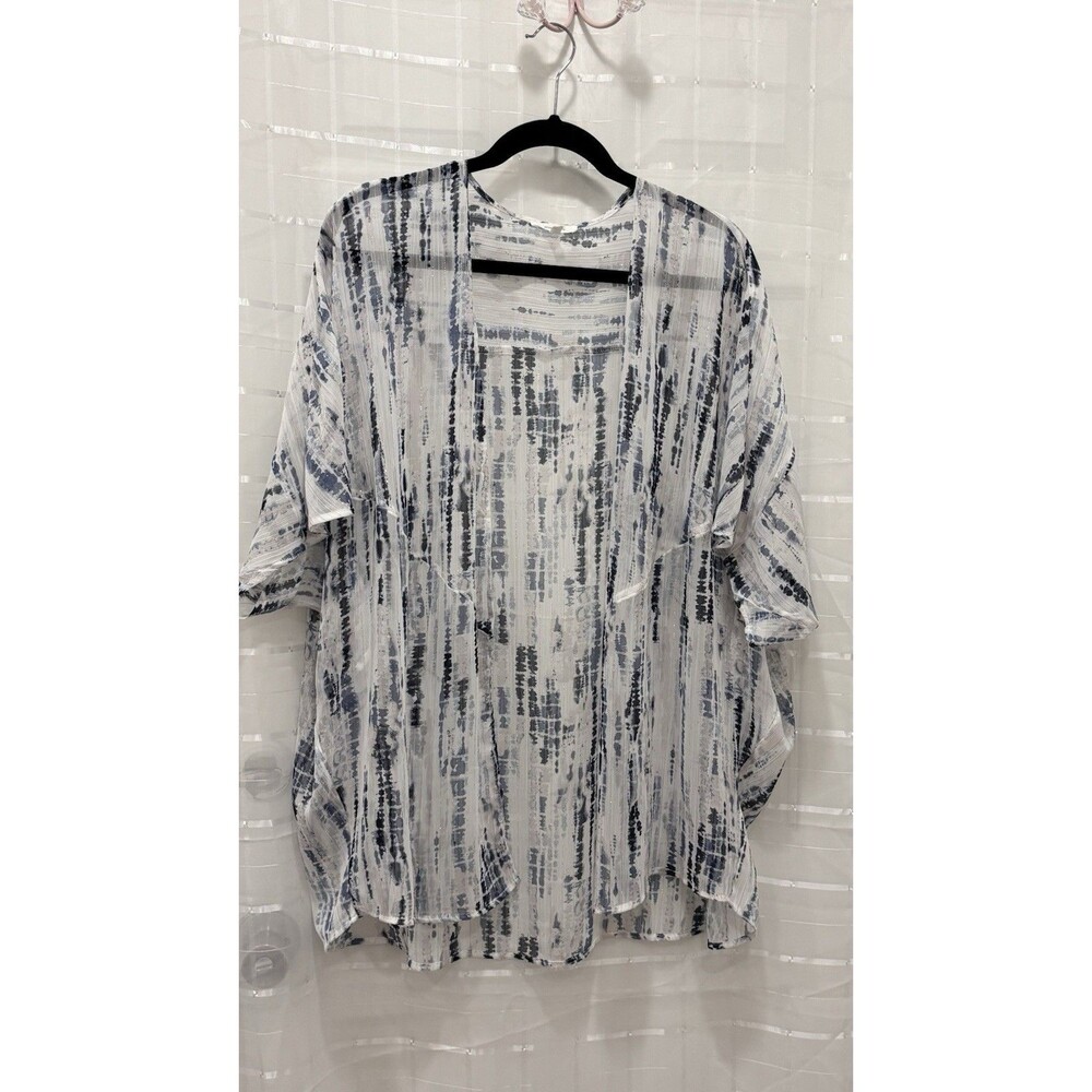 Maurices Sheer Kimono Cardigan Womens S/M Blue White Striped Boho Lightweight